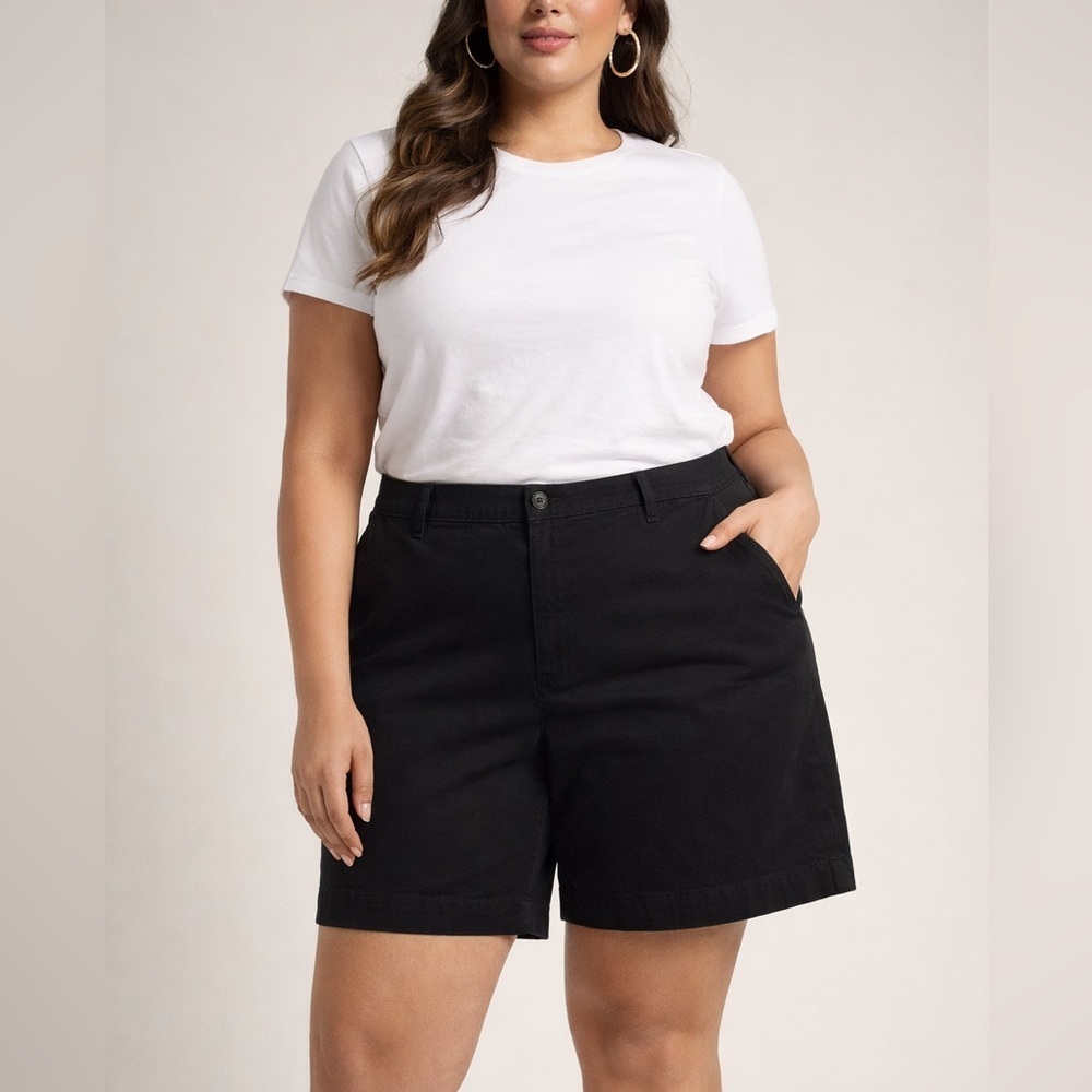 Lauren Ralph Lauren Black Cotton Chino Shorts Women’s 18W Classic Summer